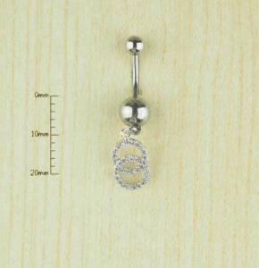 316 Cerrahi Çelik Zirkon Taşlı Çift Çember Göbek Piercing