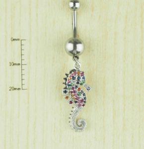 316 Cerrahi Çelik Zirkon Taşlı Denizatı Göbek Piercing