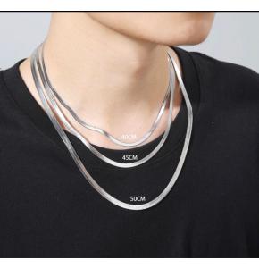 Paslanmaz Çelik Ezme Yılan Sırtı Zincir Erkek Kolye