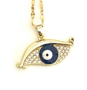 Paslanmaz Çelik Kadın Zirkon Taşlı Göz Kolye Paslanmaz Çelik