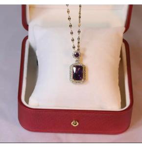 Paslanmaz Çelik Mor Zirkon Taşlı Baget Kadın Kolye