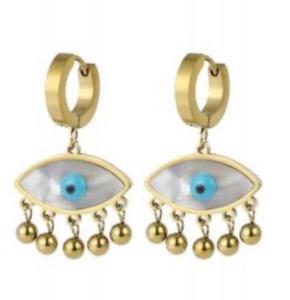 Paslanmaz Çelik Nazar Boncuklu Göz Kadın Küpe