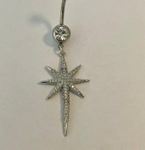 Paslanmaz Çelik Romantik Yıldız Kadın Göbek Piercing Zirkon Taşlı