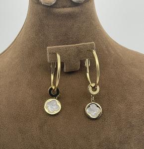 Paslanmaz Çelik Zirkon Taşlı Halka Kadın Küpe