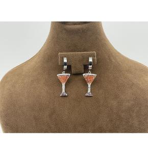 Paslanmaz Çelik Zirkon Taşlı Kadeh Kadın Küpe