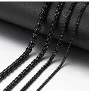 Unisex Siyah Örgü Mode Zincirl Kolye Paslanmaz Çelik 2 mm